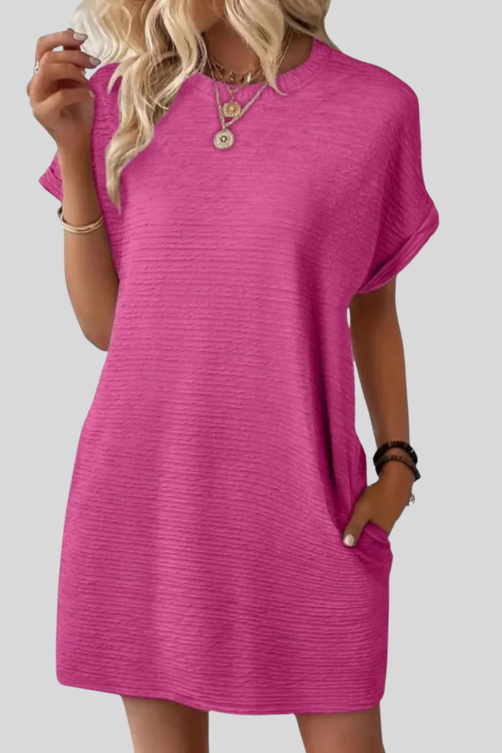 EVASHA™ – Casual Minimalist Round Neck Summer Dress